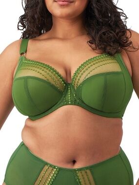 Elomi Matilda Plunge Bra Jungle Green Sheer Mesh 38L